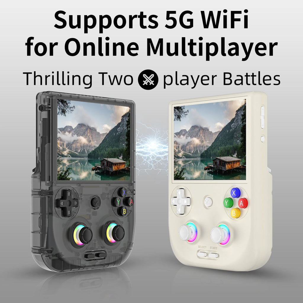 Retro Handheld Game Console 4.0-inch (10.2 cm) IPS Touchscreen, Android 13, WiFi & Bluetooth 5.0, 3D Hall Joystick, RGB Lighting, 128GB, 5500mAh