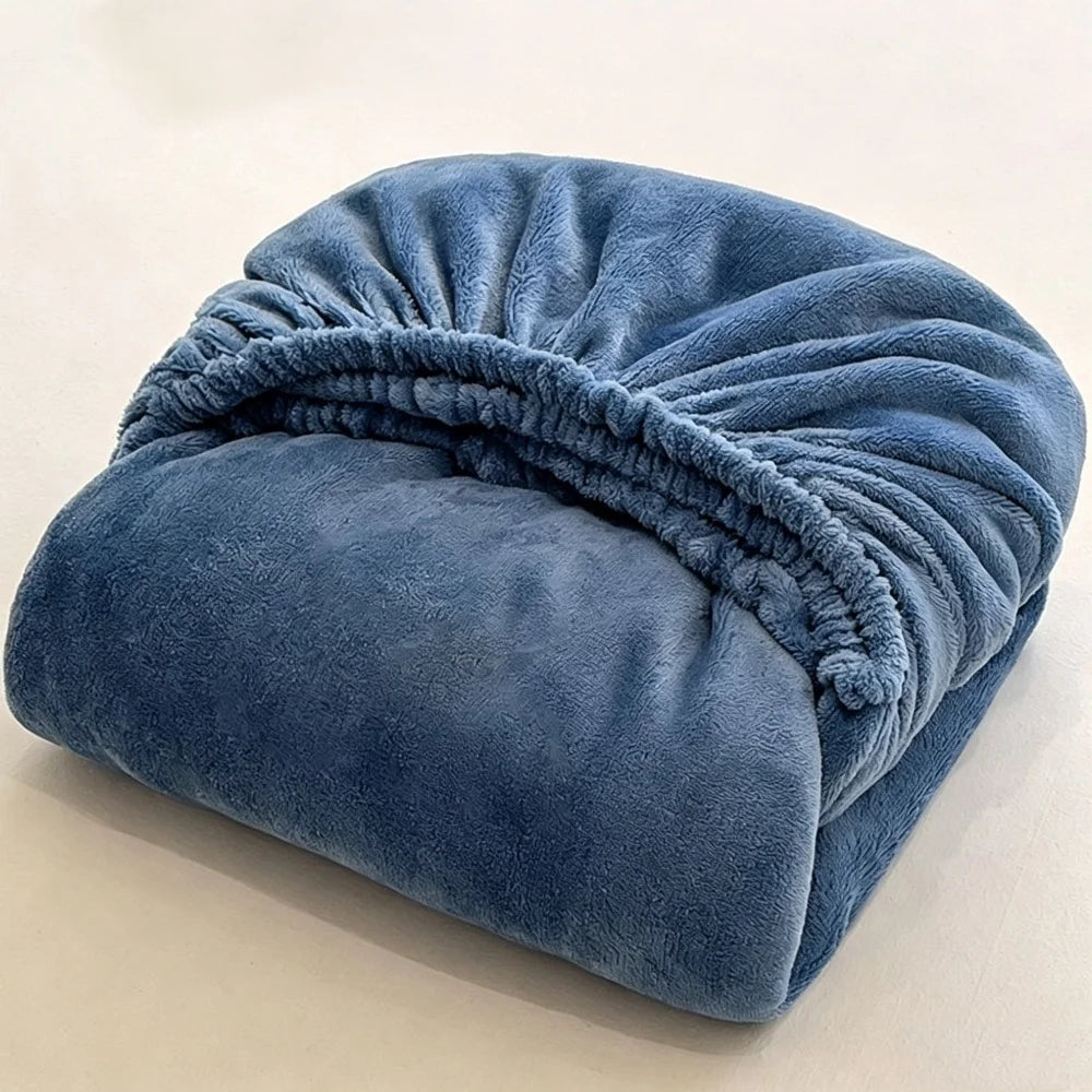 Warm Velvet Fitted Mattress Protector – Coral Fleece Plush Elastic Fitted Sheet, Sizes 90/120/150/180/200 cm (35–78 in)