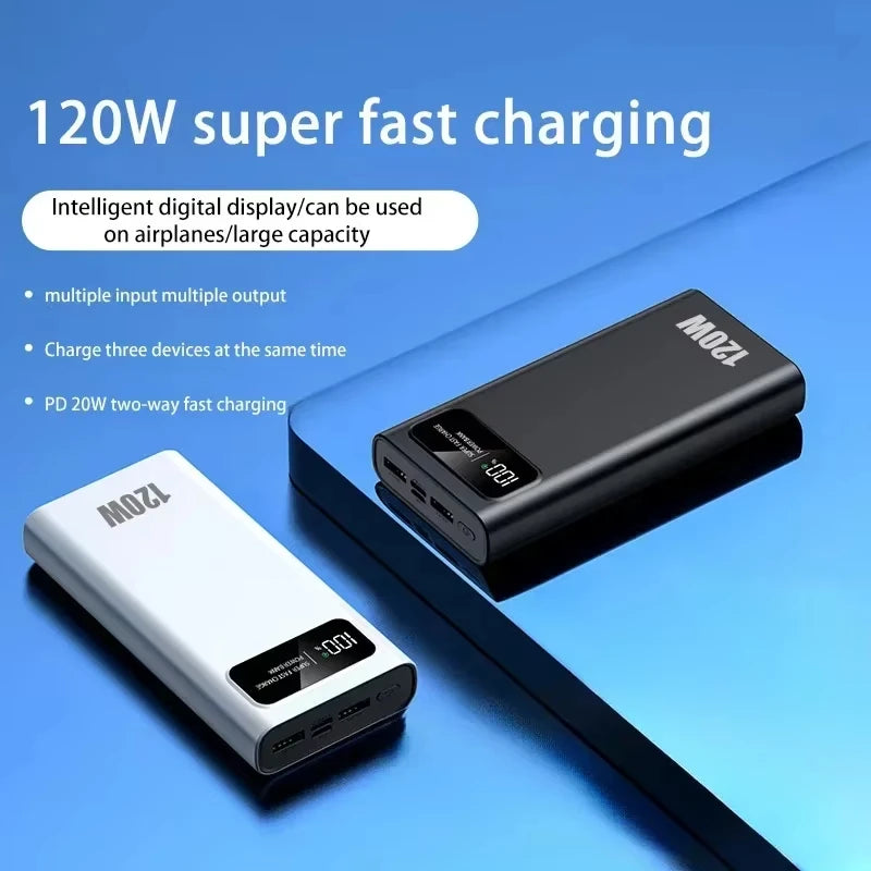 200000mAh 120W Fast Charge Portable Power Bank – High-Capacity External Battery for Smartphones, Tablets & Laptops