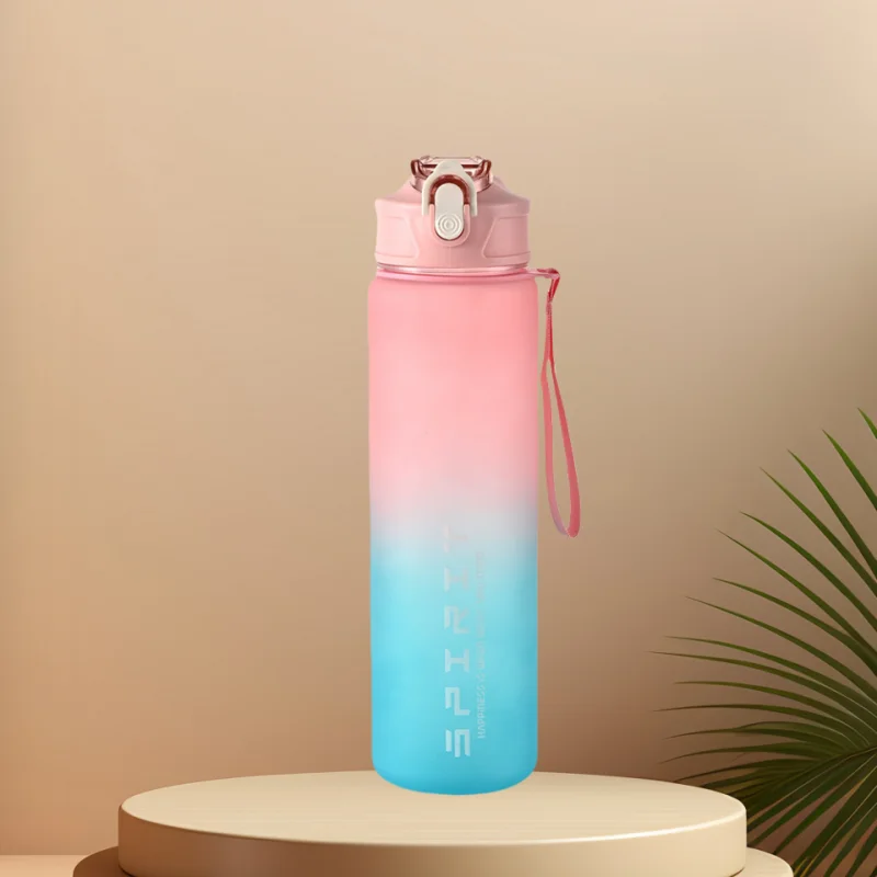 750–800ml Time-Tracking Sports Water Bottle with Straw, Leak-Proof Locking Flip Lid & Carry Strap (25–27 fl oz)
