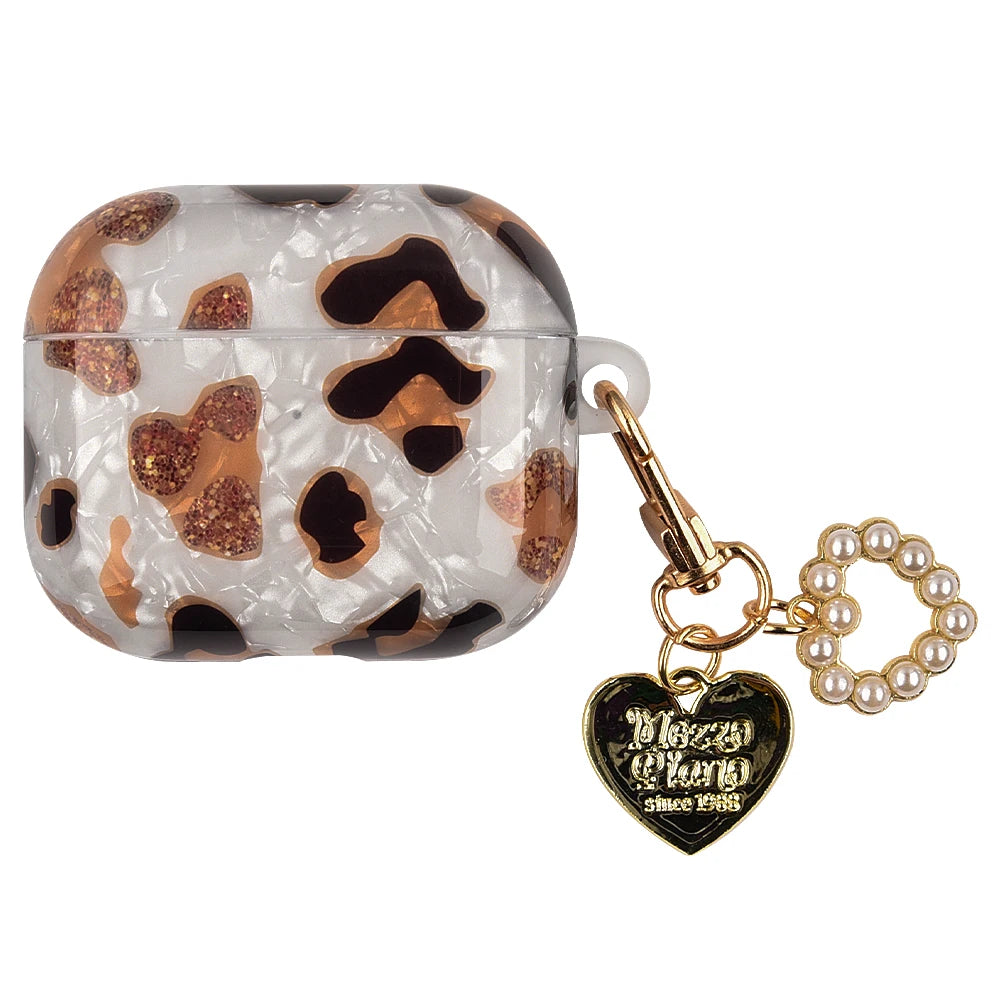 Leopard Pearl Keychain Silicone Case for AirPods Pro & AirPods - Shockproof TPU Soft Cover (USB-C Compatible)