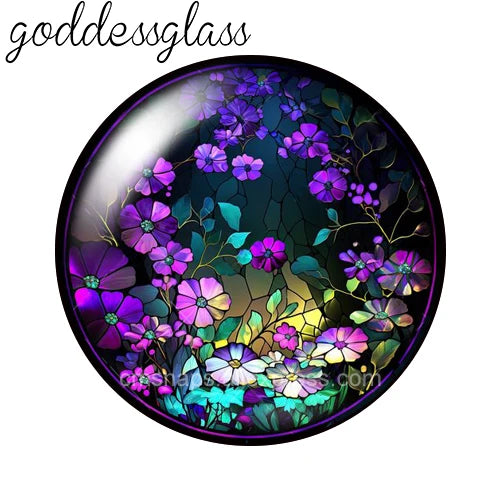 10-Pack Round Glass Photo Cabochons (12/18/20/25mm) Floral Flat Back for Jewelry Making