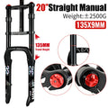 E-Bike Snow Front Suspension Fork 20x4.0 / 26x4.0 in | 135mm Dropout | Air + Oil MTB Fork, 330mm Travel