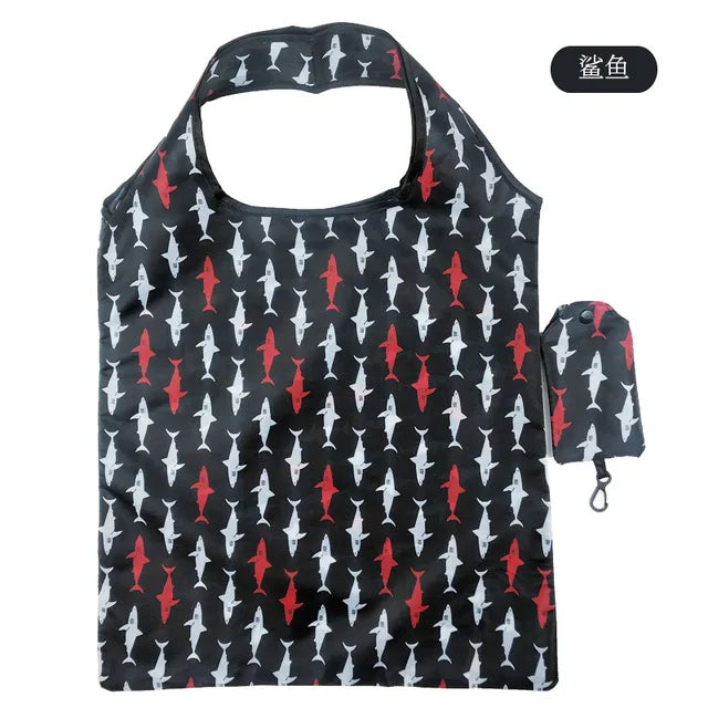 Foldable Reusable Grocery Tote Bag, Lemon Print Eco-Friendly Travel & Beach Pouch