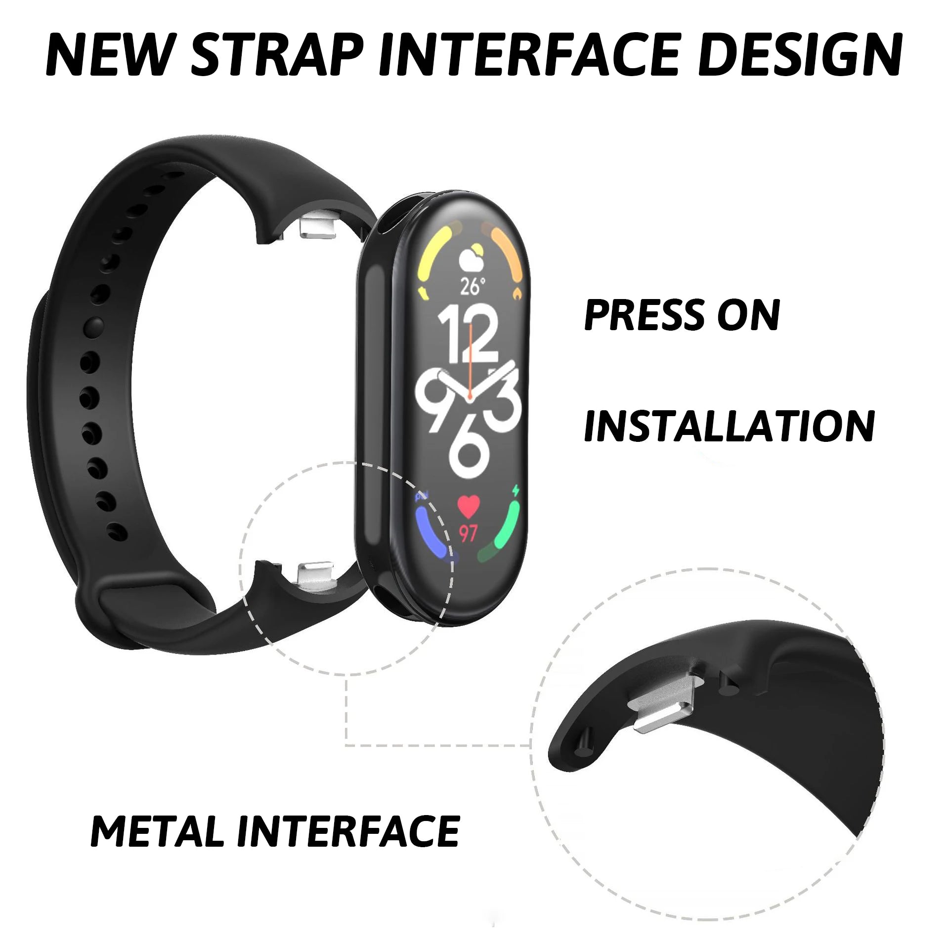 Silicone Sport Strap NFC Rubber Bracelet Replacement for Smart Fitness Bands Unisex
