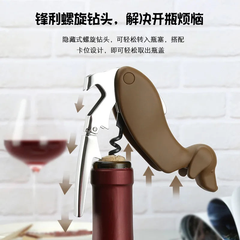 Dog-Shaped Wine Corkscrew with Foil Cutter & Bottle Opener — Personalized Wedding & Corporate Gifts (Bulk Available)
