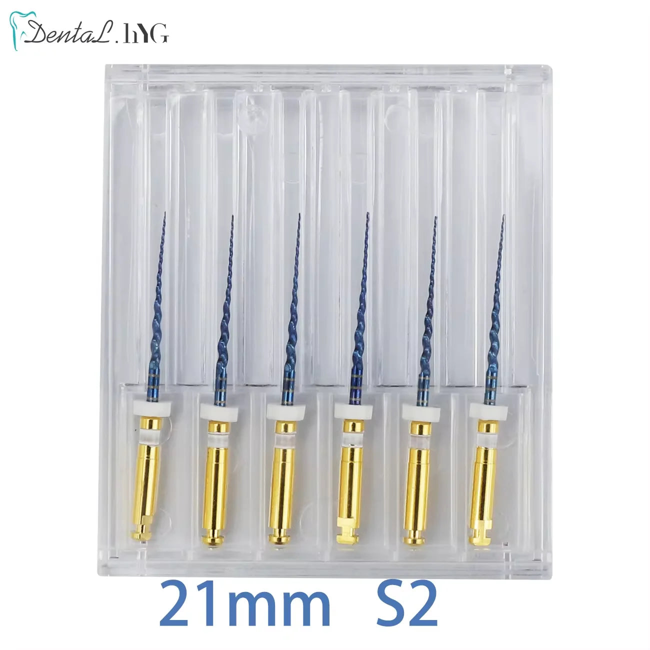 Gold-Coated NiTi Rotary Root Canal Files 6-Pack - Endodontic Files 19mm (0.75in) & 21mm (0.83in)