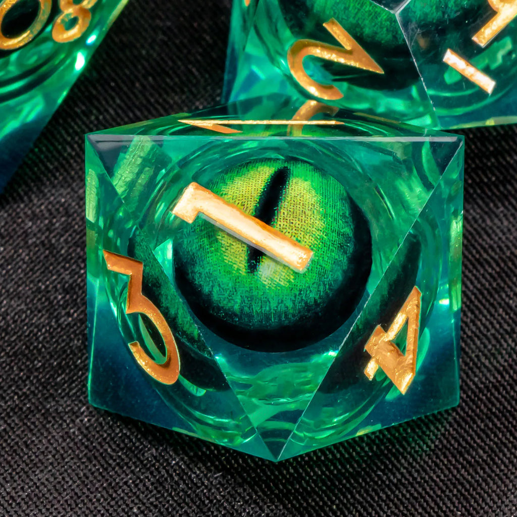 Liquid Core Resin RPG Dice Set — Sharp-Edged D20 D12 D10 D8 D6 D4 for Tabletop Gaming