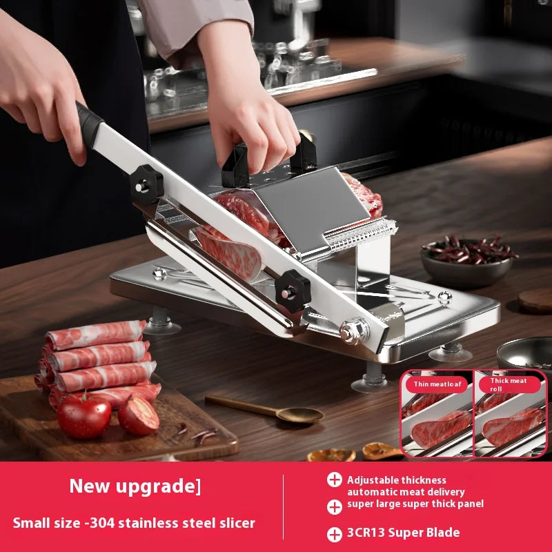 Mutton Roll Meat Slicer 200mm (7.9 in) Stainless Steel — Frozen Beef & Lamb Slicer for Hot Pot, BBQ & Home Kitchen
