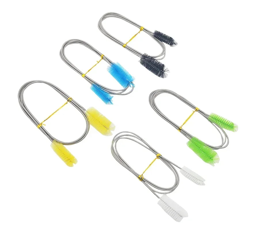 Aquarium Tube Cleaning Brush Flexible Stainless Steel Hose & Filter Pump Brush for Fish Tanks (35.4 in / 90 cm, 61.0 in / 155 cm)