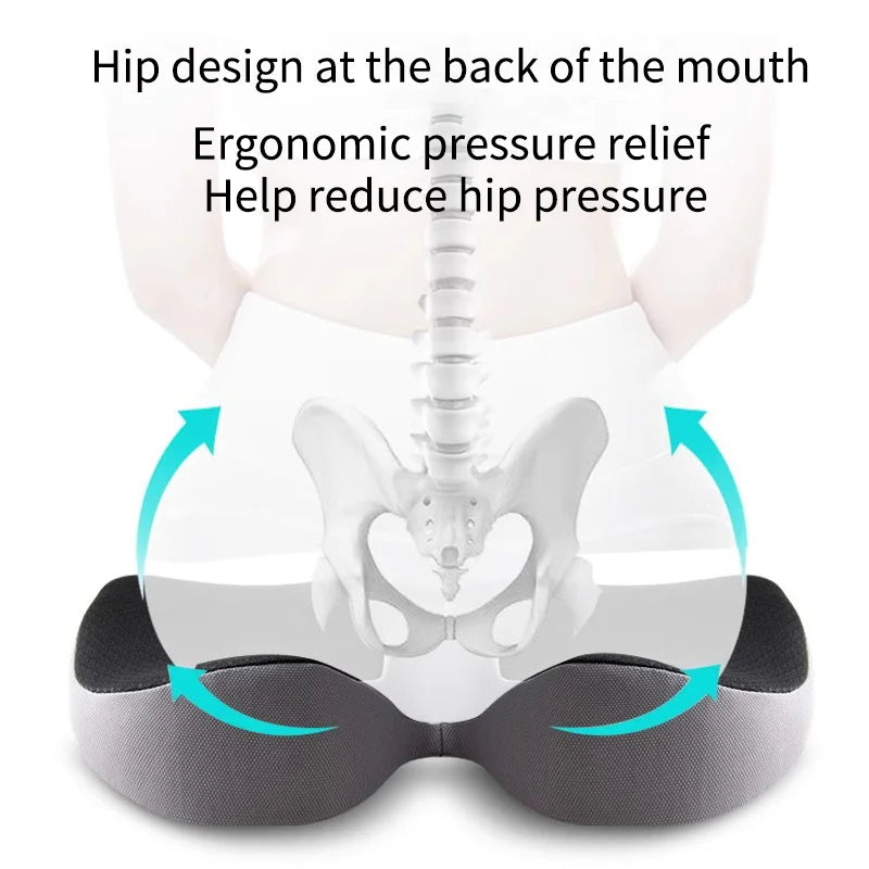 Orthopedic Memory Foam Seat Cushion – Non-Slip Tailbone & Sciatica Relief for Chair and Car