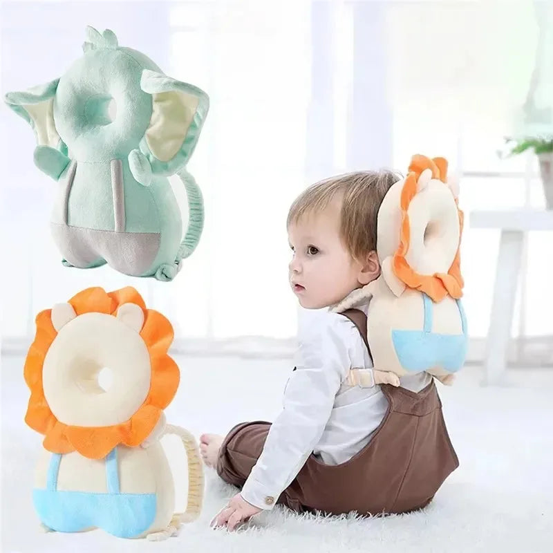 Toddler Head Protector Backpack Pillow 1-3T Soft PP Cotton Safety Cushion with Adjustable Straps Cartoon Design