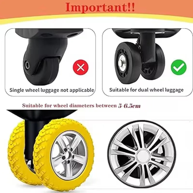 8-Pack Silicone Luggage Wheel Covers – 5 cm (2.0 in) Noise-Reducing Suitcase Caster Protectors