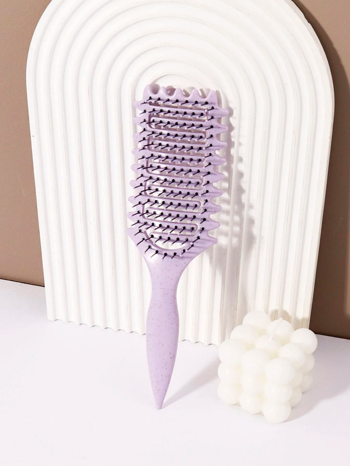 Curling Styling Brush Hollow Massage Comb with Nylon Bristles and ABS Handle for Human Hair Wigs