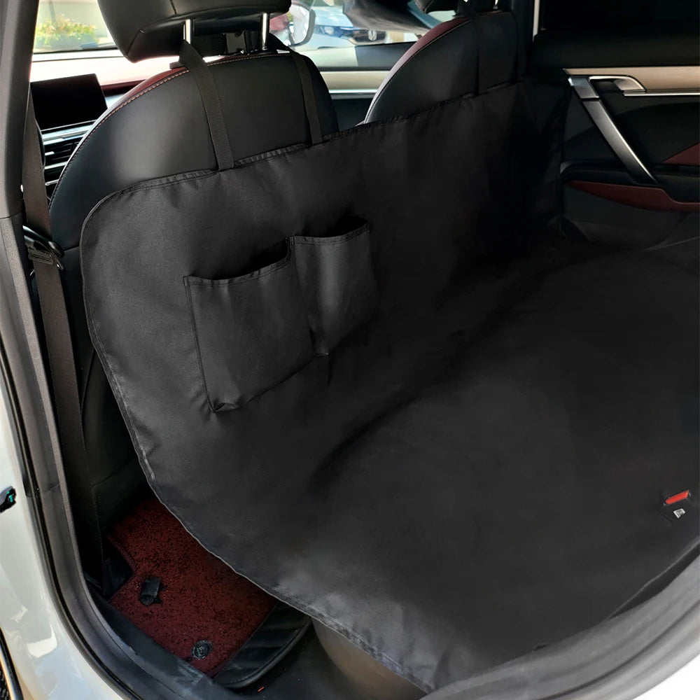 600D Oxford Waterproof Dog Car Seat Cover Hammock with Storage Pocket - Pet Travel Seat Protector