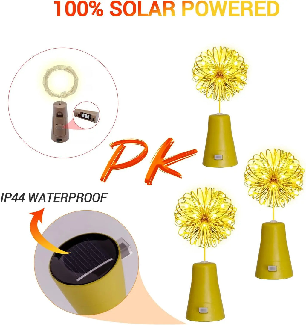 Solar Wine Bottle Cork String Lights — 10/15/20 LED Copper Wire Fairy Lights for Wedding, Party & Garden