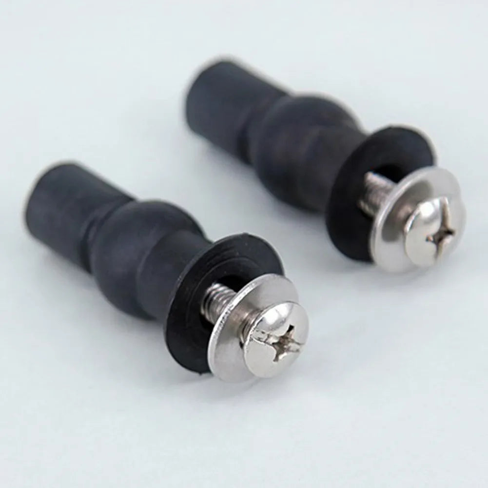 2-Pack Top-Fix Toilet Seat Hinge Repair Kit – Expansion Screws & Rubber Well Nuts (48 x 4.6 mm / 1.89 x 0.18 in, 40 mm / 1.57 in)