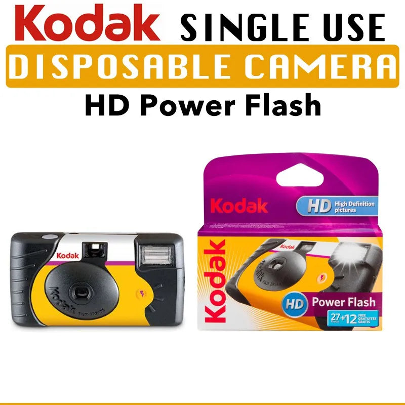 Single-Use Disposable Film Camera — 27/39 Exposures, ISO 800, Built-In Manual Flash