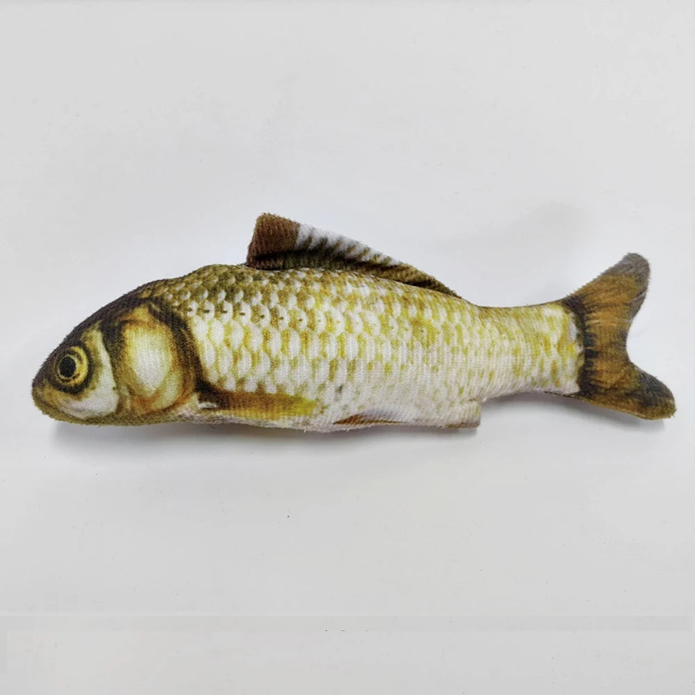 3D Fish-Shaped Plush Cat Toy, Interactive Chew & Teaser, 20 cm (7.9 in)