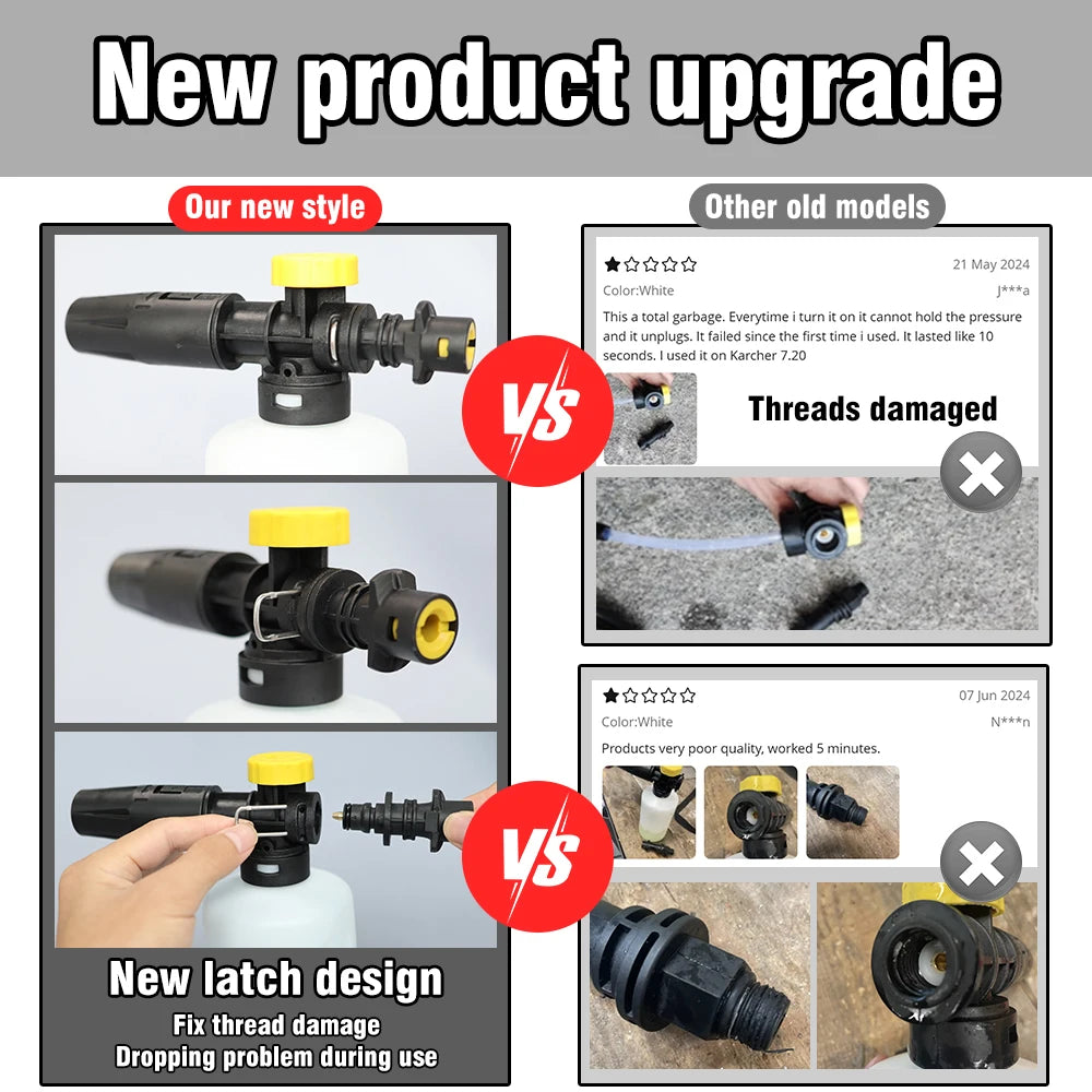 750 ml (25 fl oz) Snow Foam Lance Foam Cannon with Adjustable Sprayer Nozzle for Pressure Washers — Universal Fit