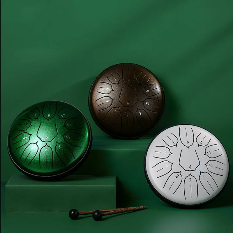 Steel Tongue Drum 6-Inch (14.5 cm) 11-Note D-Tone for Yoga, Meditation & Music Therapy