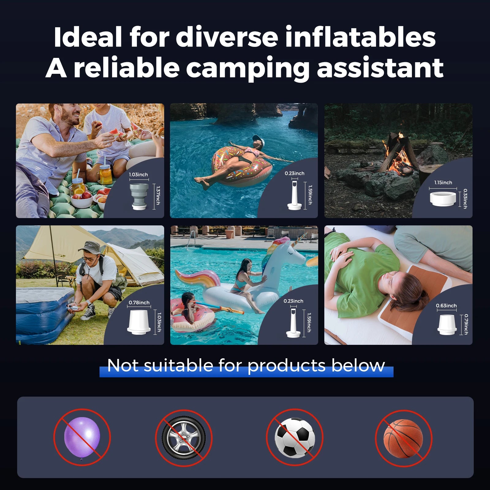 Mini 4 kPa (0.58 psi) Rechargeable Electric Air Pump – Portable Inflator for Air Beds, Sleeping Pads, Pool Floats & Vacuum Bags