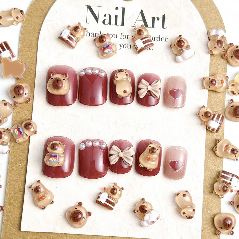 50pcs Cute Resin Capybara Nail Charms for Nail Art view 4
