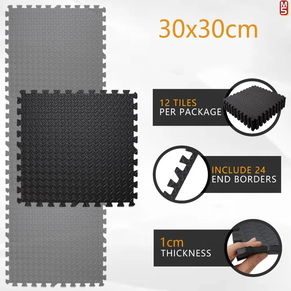 EVA Foam Interlocking Puzzle Exercise Mat Non-Slip Acupressure Massage Floor Tiles for Home Gym Playroom Garage