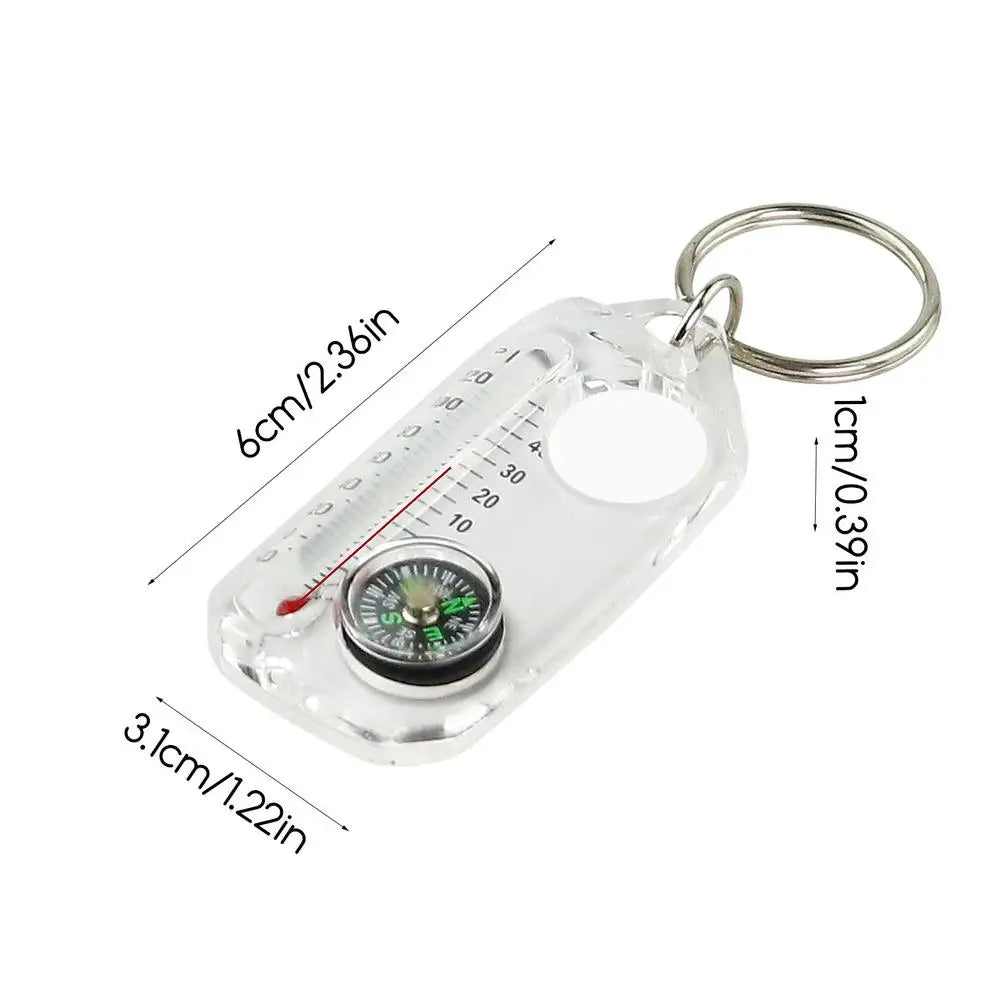 Mini Compass Keychain with Thermometer for Camping, Hiking, Climbing - Portable Outdoor Survival Tool