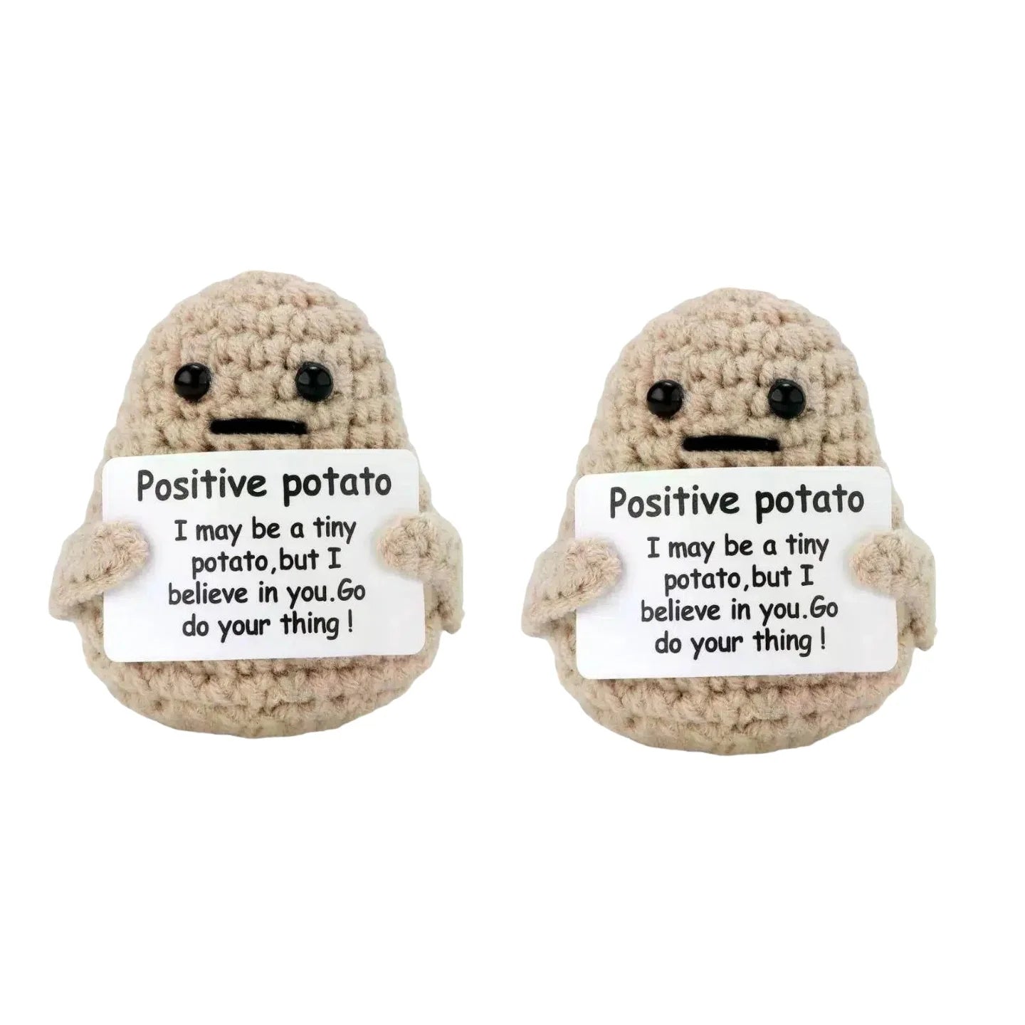 Handmade Mini Crochet Potato Plush Doll – Wool Knit Pocket Hug with Greeting Card, Funny Christmas & Holiday Home Decor Gift
