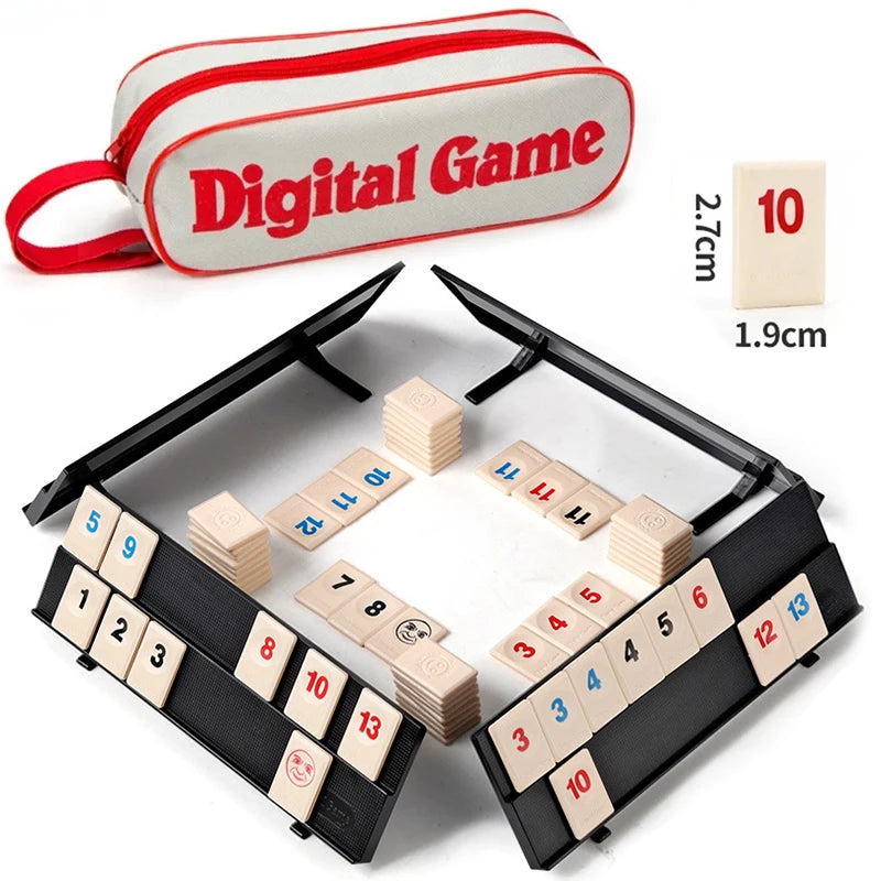 Rummy Tile Game Set 106 Tiles & 4 Racks with Portable Case | Travel Family Board Game