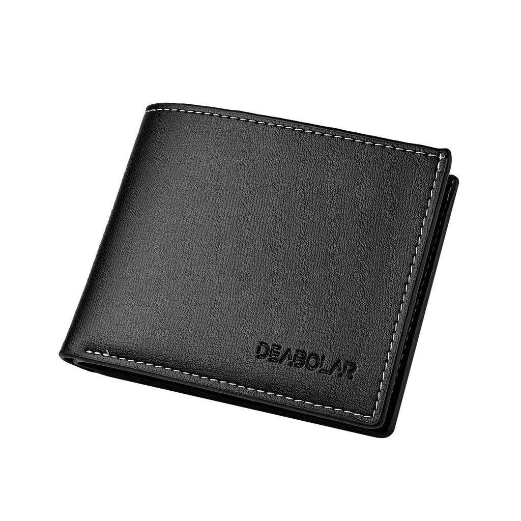 PU Leather Slim Bifold Men's Wallet - Thin Folding Credit Card Holder (Black, Brown)