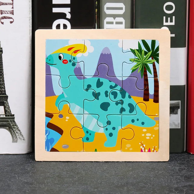 Kids Wooden 3D Tangram Puzzle 11 x 11 cm (4.3 x 4.3 in) Cartoon Animal Traffic Educational Jigsaw Toy