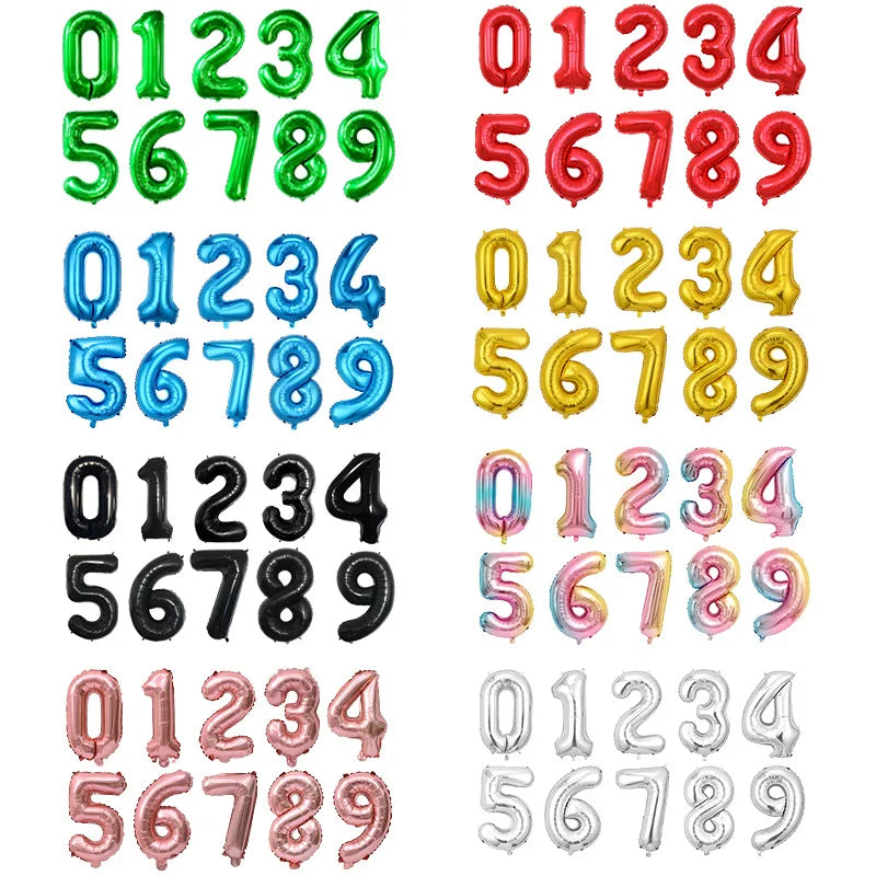 32-Inch (81 cm) Multicolor Foil Number Balloons 0-9 Helium-Compatible Birthday & Anniversary Party Decorations