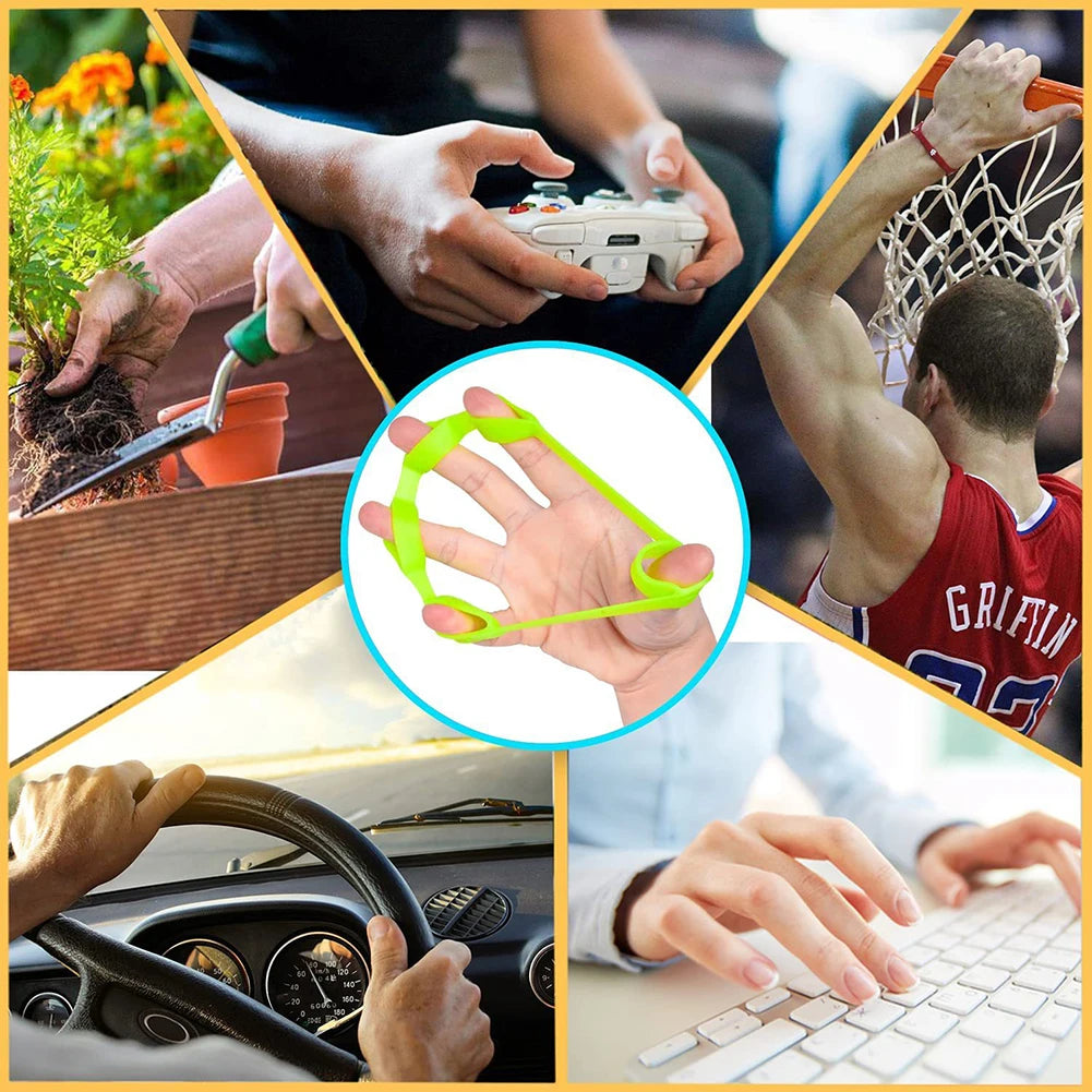 5-Finger Silicone Finger Strengthener Ring – Hand Grip & Finger Exerciser for Rehab, Guitar Practice, Stress Relief