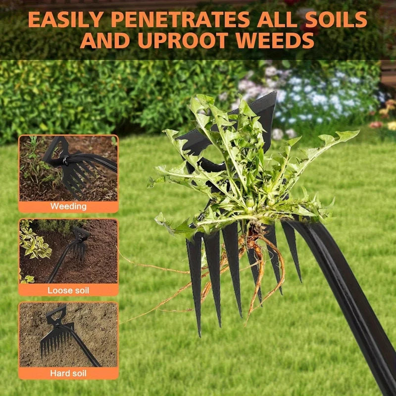 Heavy-Duty Carbon Steel Long-Handled Manual Weeder – Portable Garden, Lawn & Farm Weed Remover
