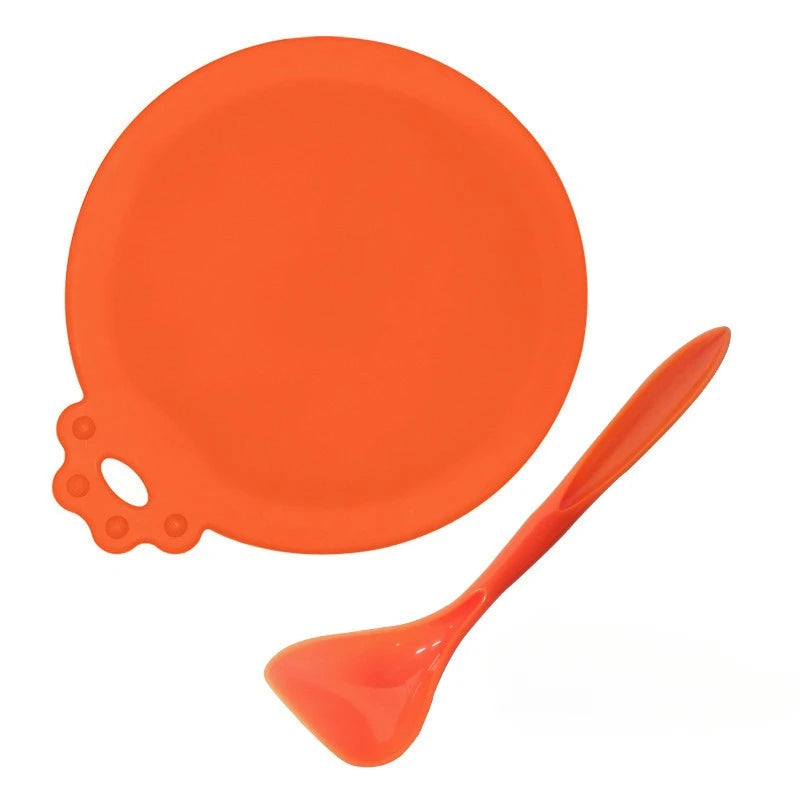 2-Pack Reusable Silicone Pet Food Can Covers with Spoon – Airtight Lids for Dog & Cat Cans, Fits 2.5–3.3 in (63–84 mm)