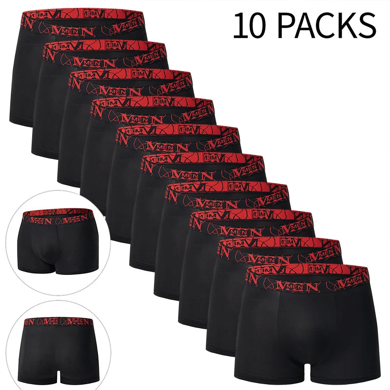 5/10-Pack Men's Black and Gold Printed Boxer Briefs - Comfortable Stretch Underwear for Sports, Beach & Leisure
