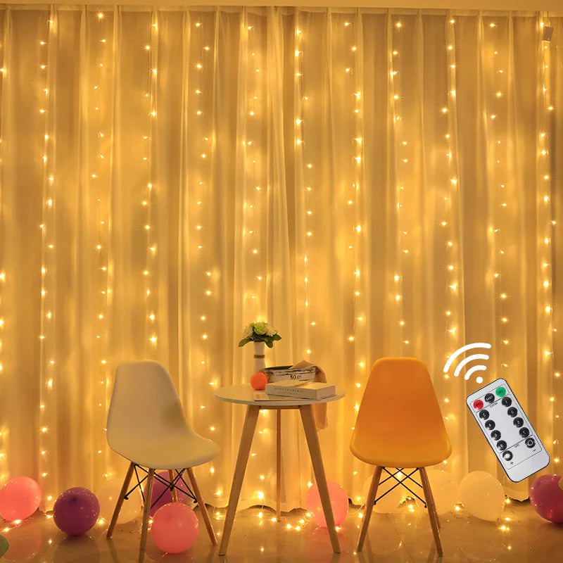 LED Curtain String Lights (USB Powered) — 8 Modes Fairy Lights for Window, Wedding, Party, Christmas, Bedroom & Living Room
