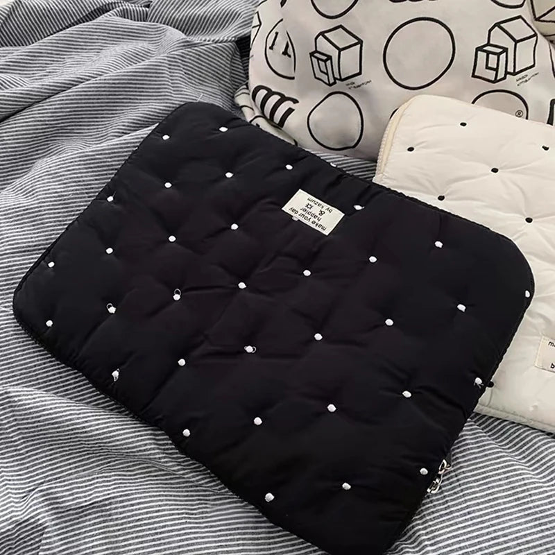 Puffy Quilted Laptop Sleeve for Women — 13–14 in (34–36 cm), 15–16 in (38–41 cm) & 9–11 in (23–28 cm) Tablet Pouch