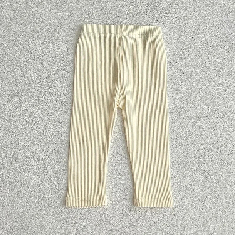 0-3T Baby Striped Cotton Stretch Leggings – Elastic Waist Toddler Skinny Pants