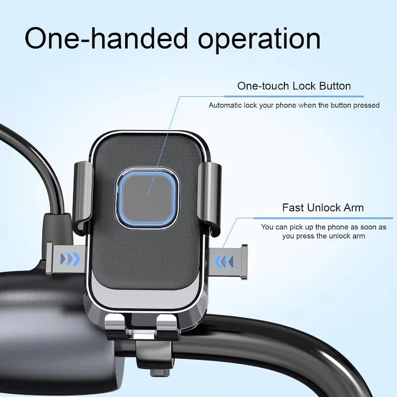 Universal Bike & Motorcycle Phone Holder - Fast Locking Rotatable Shockproof Mount