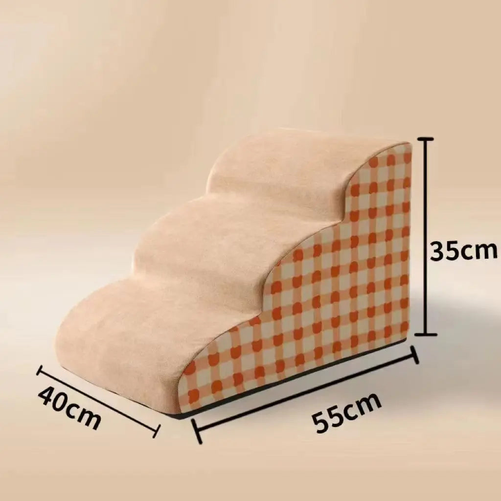 High-Density Foam 2/3-Step Non-Slip Pet Stairs for Dogs & Cats - Secure Ramp for Older Dogs, Joint Pain Sofa and Bed Ladder