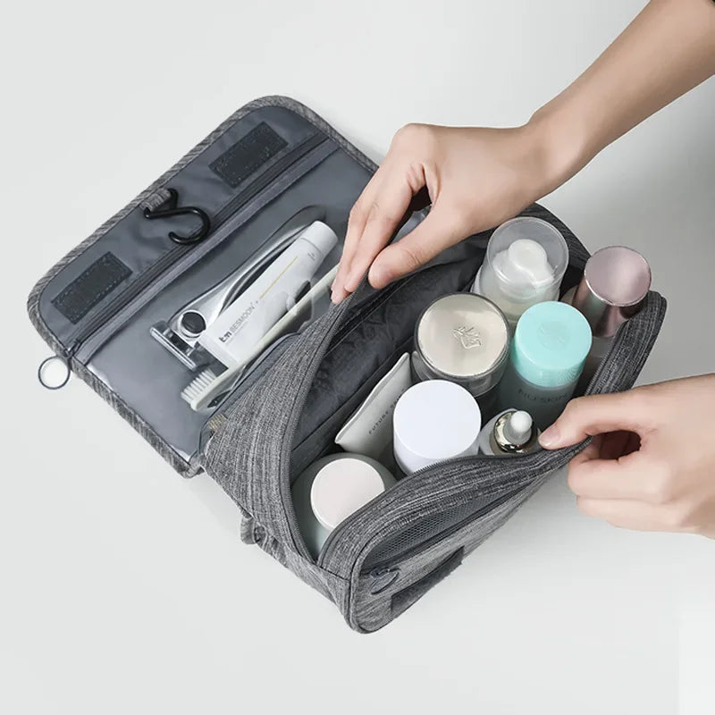 Oxford Fabric Waterproof Hanging Travel Toiletry Bag - Portable Cosmetic Organizer for Men & Women