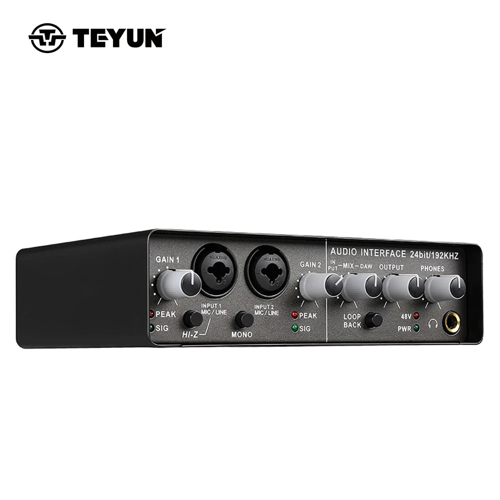 Professional USB Audio Interface Mixer — Live Preamplifier Sound Card for Studio Recording, Channel Monitoring, Guitar & Vocals