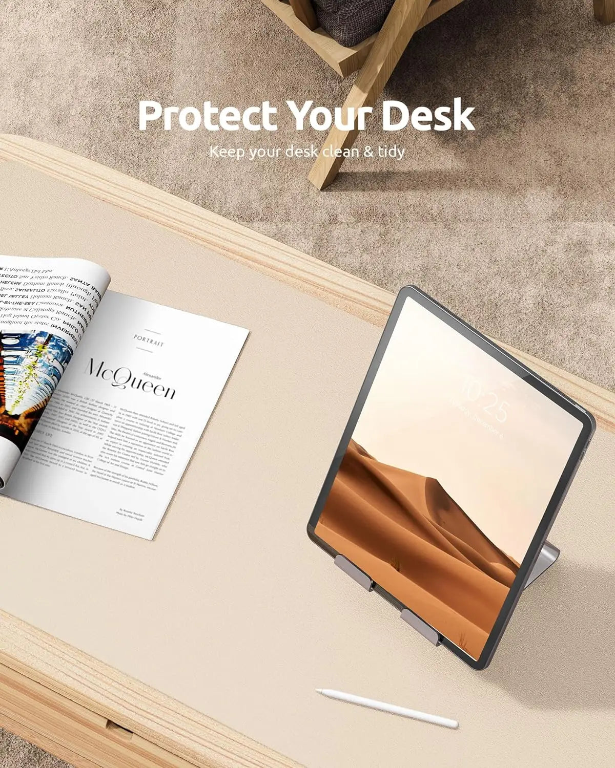 Large PU Leather Desk Pad - Non-Slip Waterproof Office Mouse Pad & Laptop Desk Mat