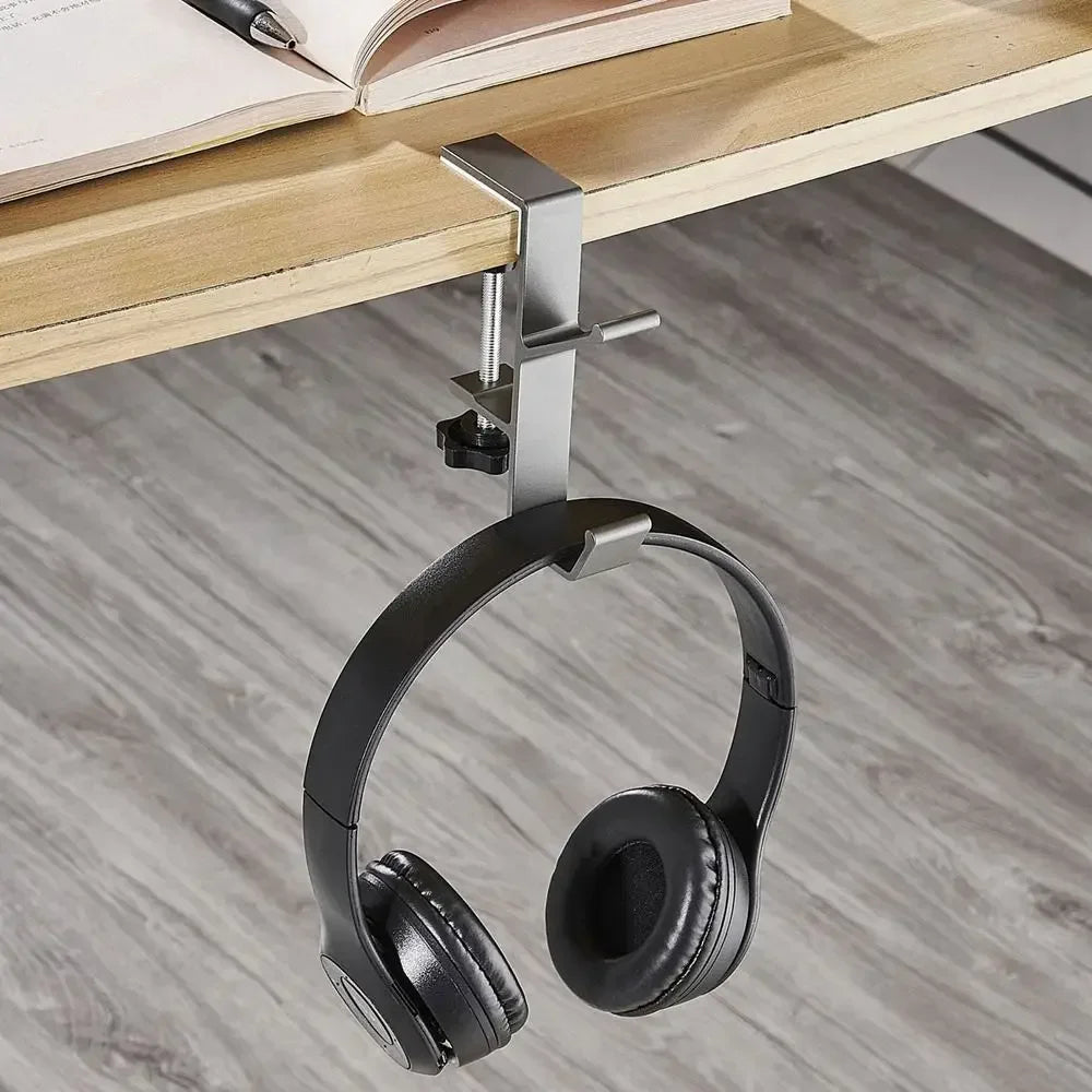 Multi-Functional Table-Side Headphone Hanger and Storage Rack, Universal Metal Headset Holder for Over-Ear & Gaming Headphones