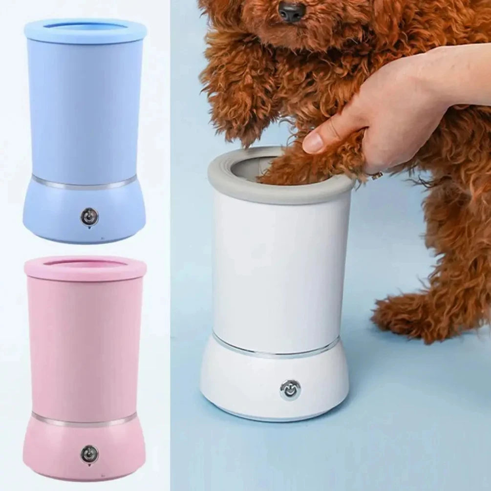 Automatic Pet Paw Washer - USB Rechargeable Low-Noise Dog & Cat Paw Cleaner with Soft Silicone Bristles, One-Touch Portable
