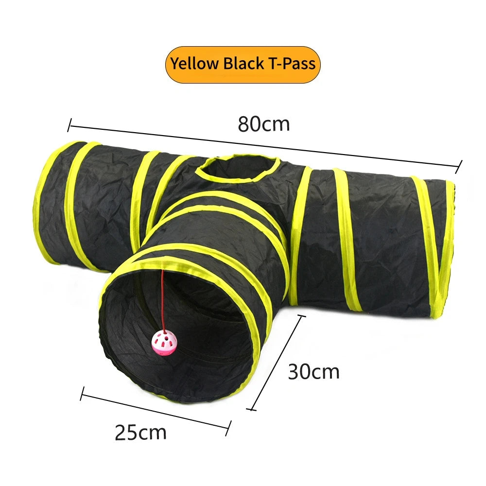 Foldable S-Shaped Cat Tunnel – Collapsible Play Tunnel for Cats, Rabbits & Small Pets, Interactive Crinkle Toy for Indoor Play