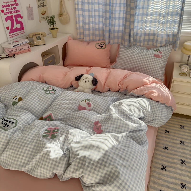 Brown Striped Bedding Set - Duvet Cover, Flat Sheet & Pillowcases (Single/Twin/Full/Queen)